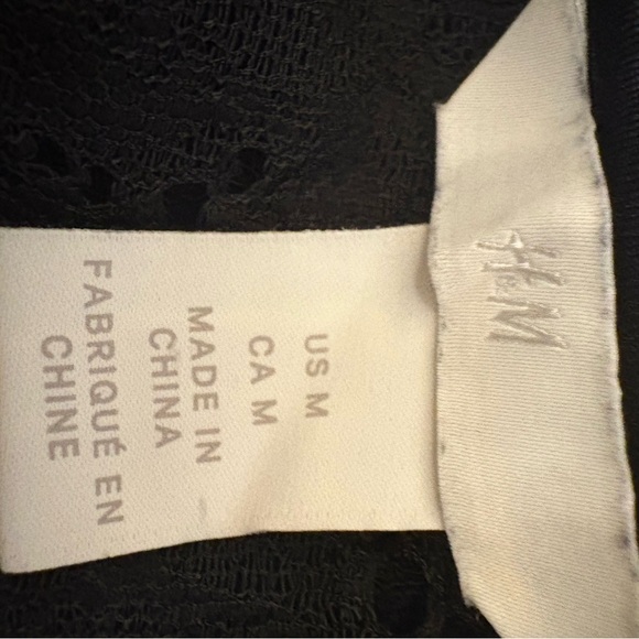 H&M Conscious Lace Trimmed Midi Dress Black - Picture 7 of 7